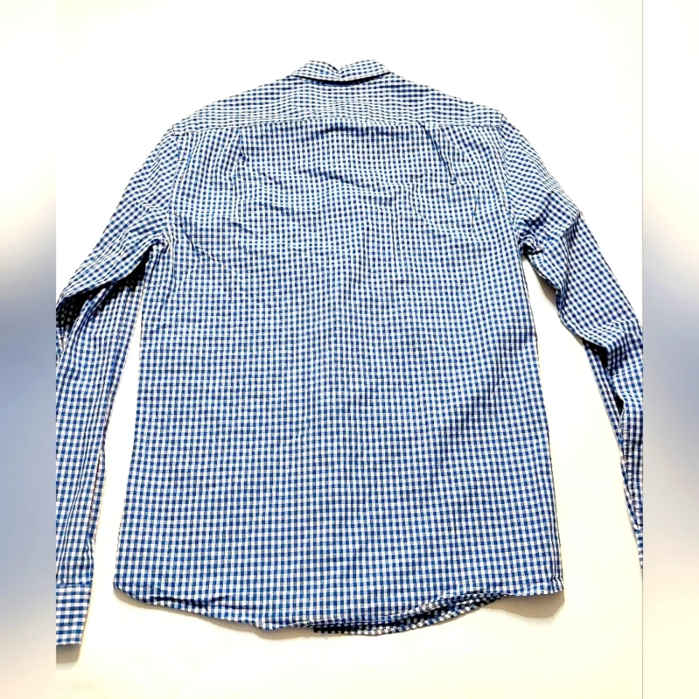 Navy Blue Tommy Hilfiger Slim Fit Gingham Checked Shirt Slim‎ Fit M 15 -15 1/2